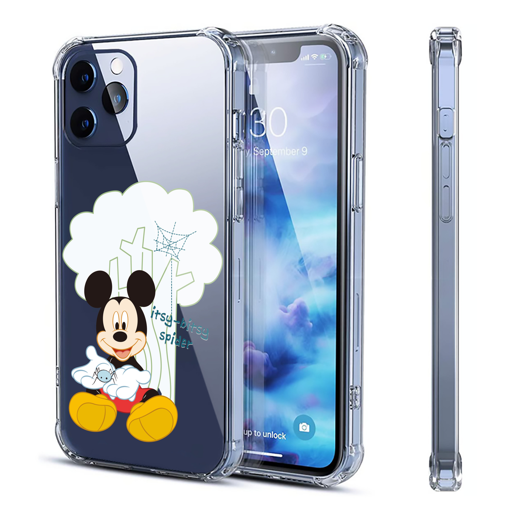 （画像用） ミッキーマウス Mickey Mouse 【iPhone 12シリーズ対応】透明スマホケース（クリアソフトケース）